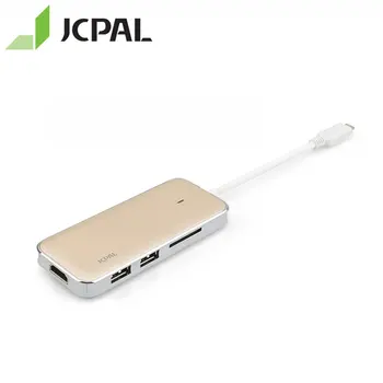 

JCPAL USB-C to 5-Port HUB Aluminum Shell Type-C PD Power 60W HDMI 4K Video 2x USB3.0 USB-C Dock Adapter