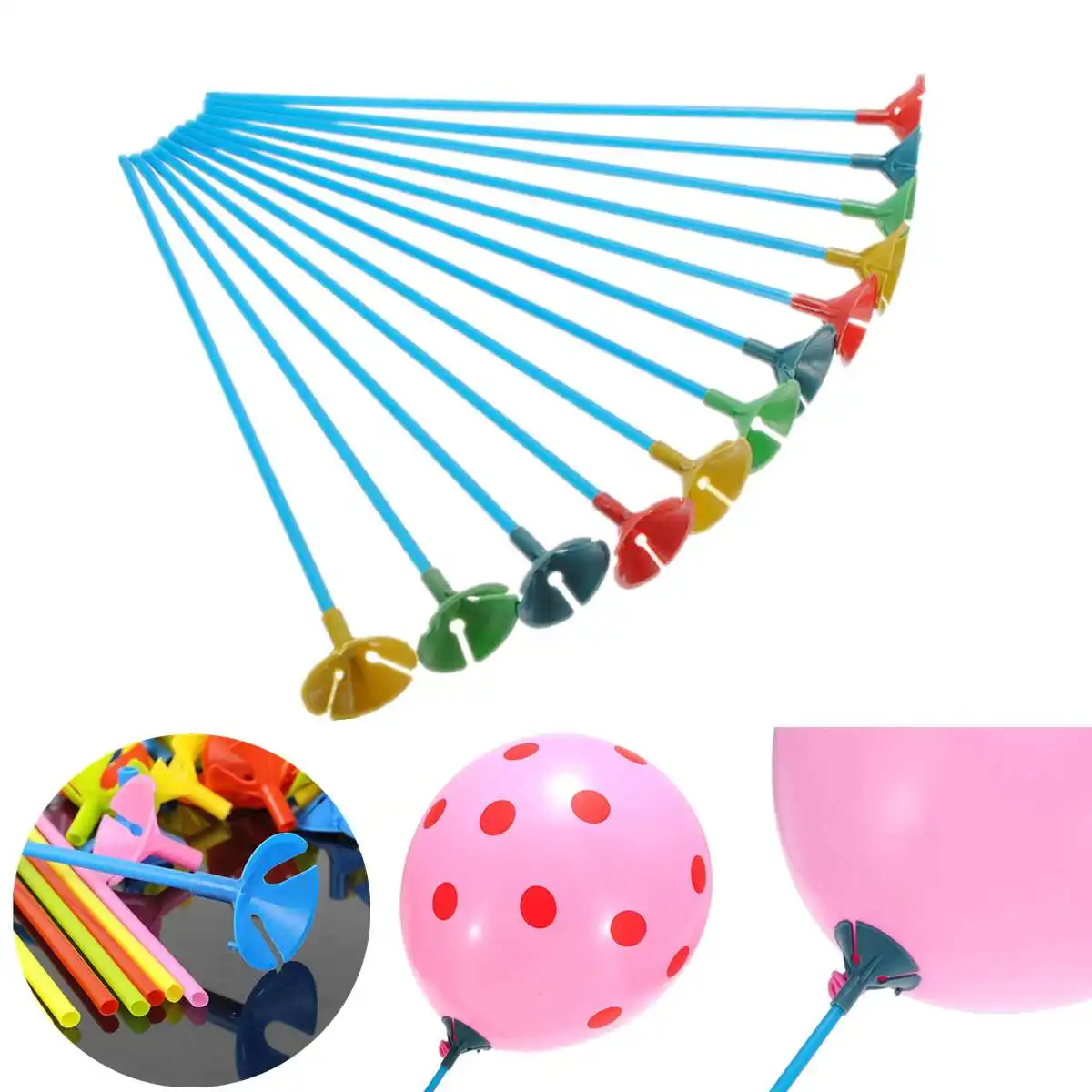 

100Pcs Mixed Color Plastic Balloon Holder Multicolor Cup Sticks DIY Wedding Party Home Festival Decoration Ballons Accessories