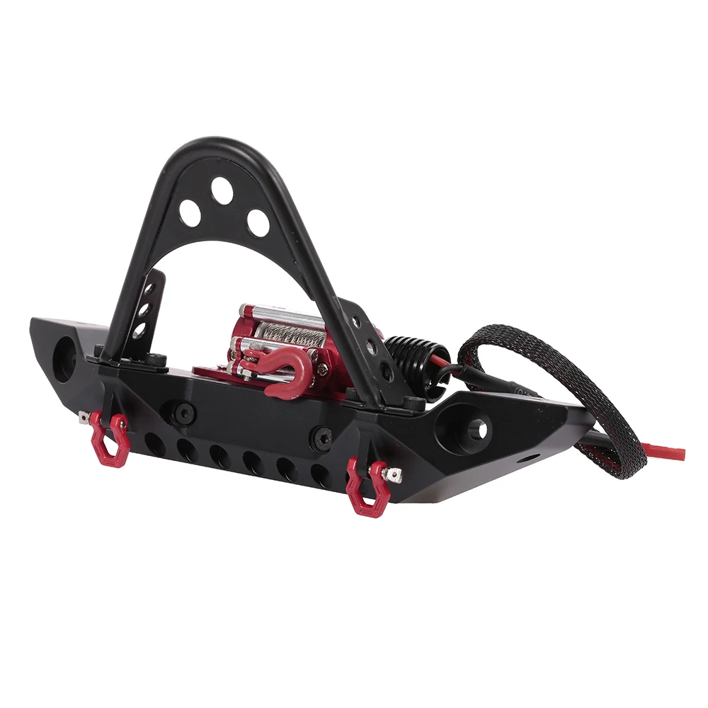 

RC Crawler Metal Bumper with Winch 2 LED Light Remote Controller Receiver for Traxxas TRX-4 Axial SCX10 RC Car Parts