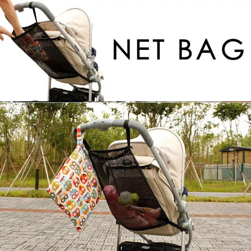Children Carts Storage Net Bag Large Capacity Baby Carriage Hanging Portable Elastic Beam Pocket Stroller Accessories | Мать и ребенок