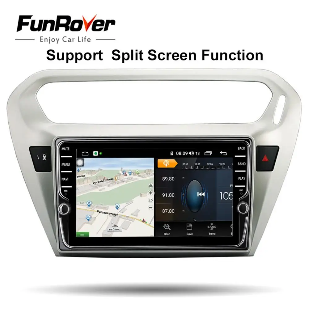 Funrover ips Android 9,0 автомобильный dvd-плеер gps навигация Мультимедиа Радио для peugeot 301 Citroen Elysee радио 2013- 2 Din Dsp