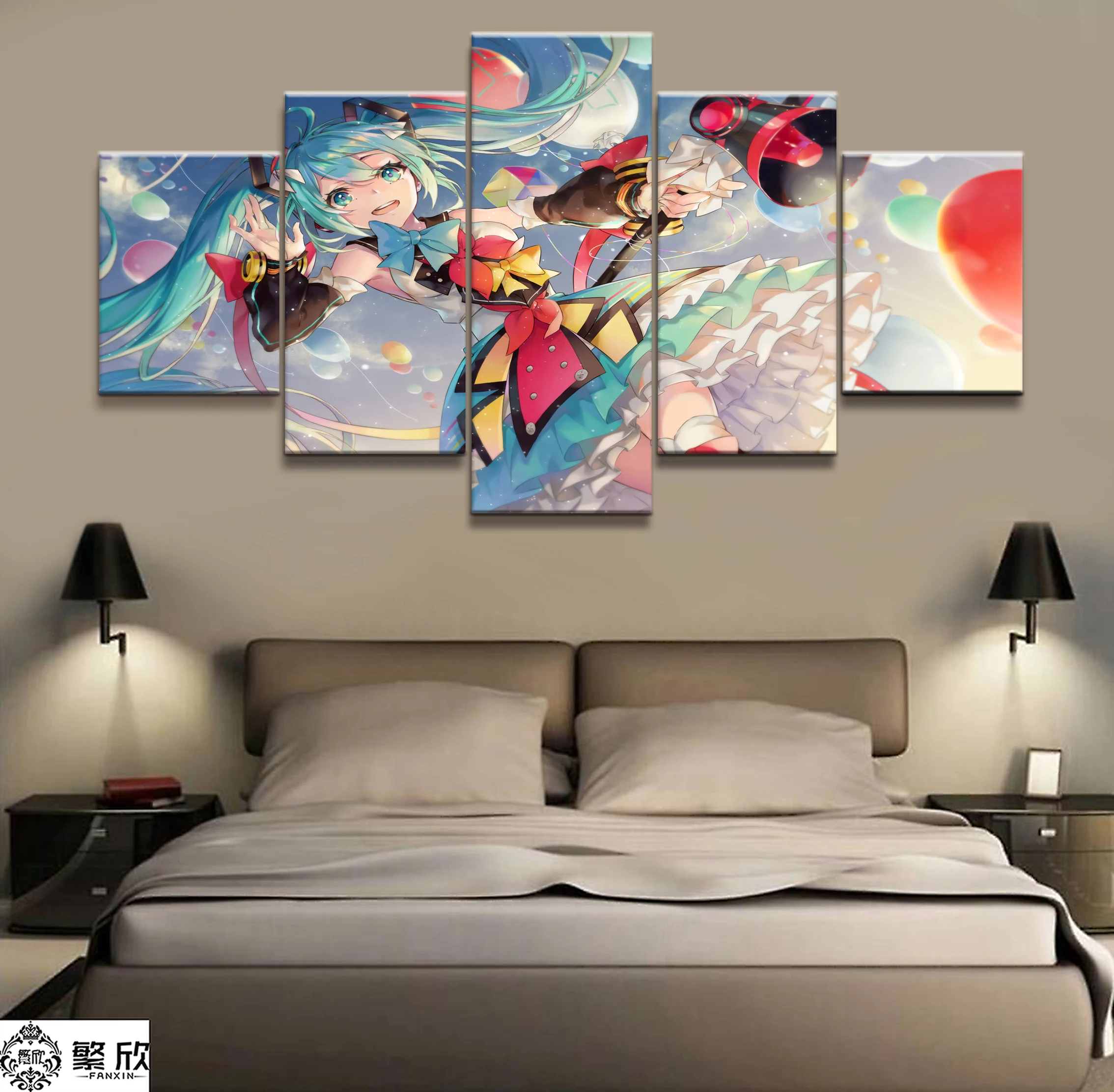 

5 Piece Modern Home Decor Anime Girl Hatsune Miku Poster Print Picture On Canvas Wall Art Artwork Decorations Lving Room Framed