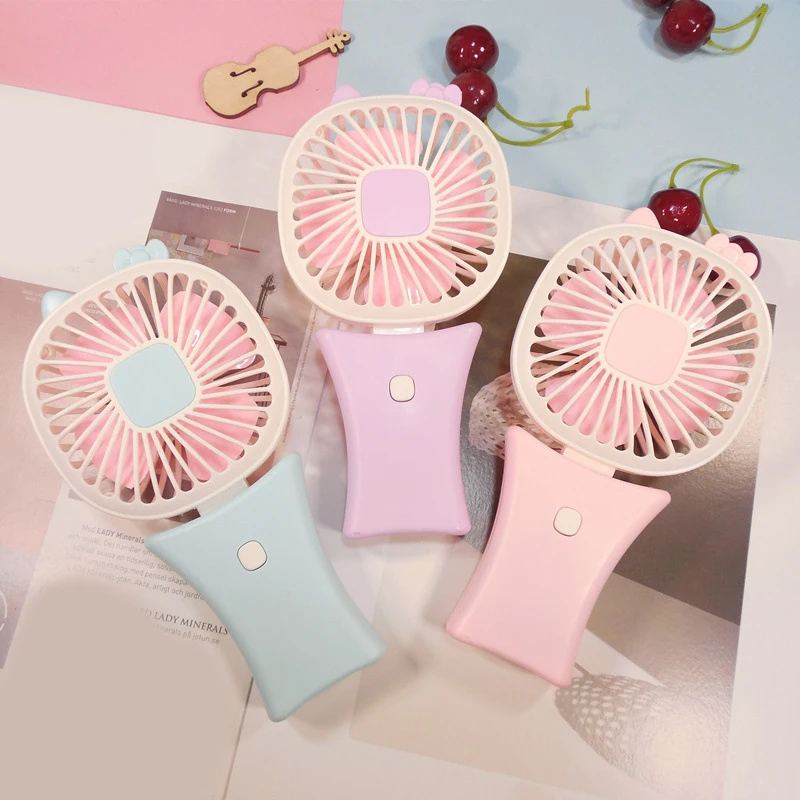 

Outdoor Folding Fan Handheld Charging Cute Cartoon Mini Portable Fan Small Fan Color Random