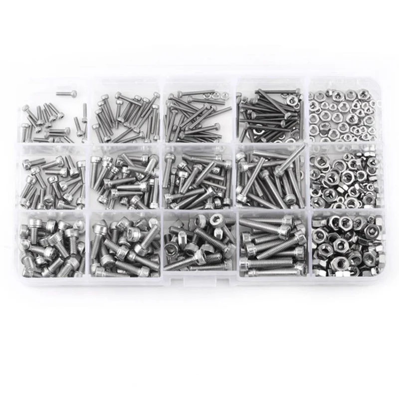 

ELEG-480pcs M2 M3 M4 Hex Socket Screws Set Stainless Steel Hex Socket Cap Head Nuts Repair Tool