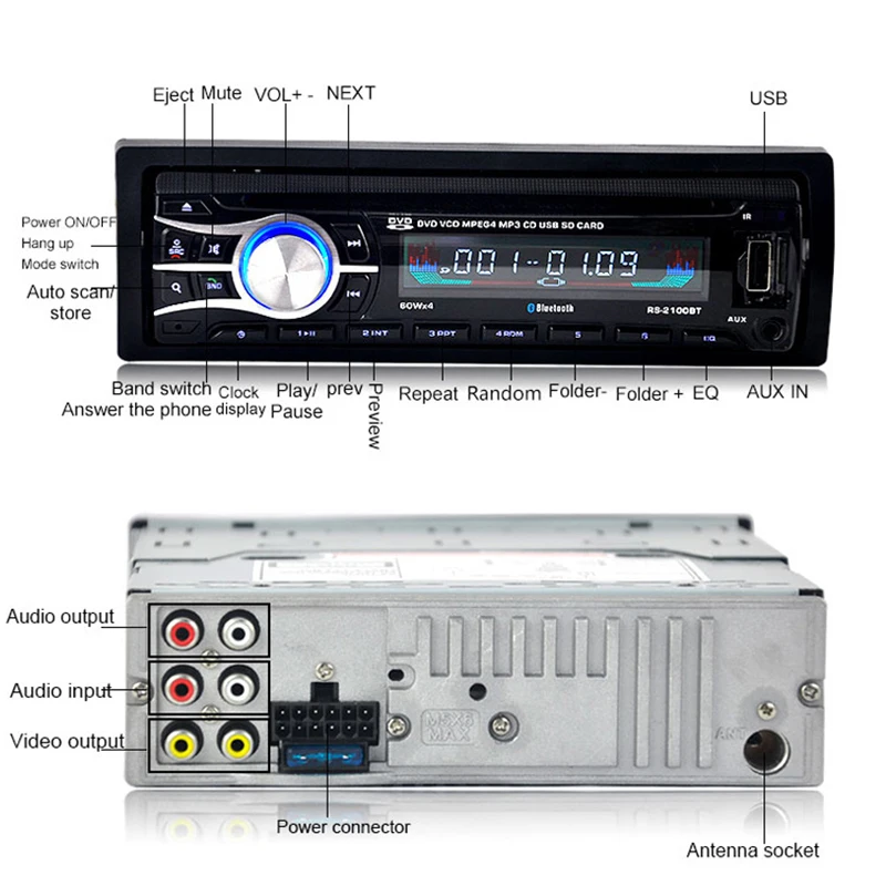 Авто CD плеер DVD помощи при парковке 1 Din 12 V Bluetooth автомобильное радио аудио авто