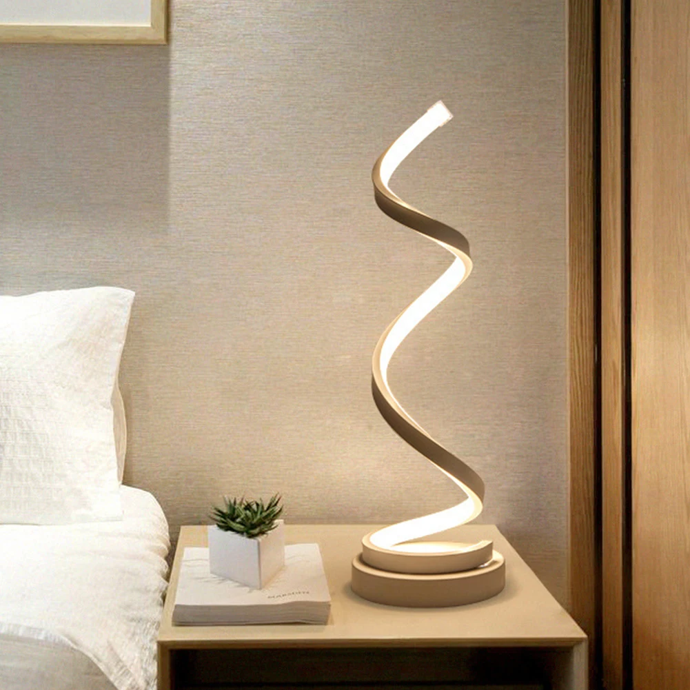 

New Table Lamp Eye Protection Bedside Study Streamlined Desktop Decoration Spiral Shape Adjustable Side-glowing Led Light #0108