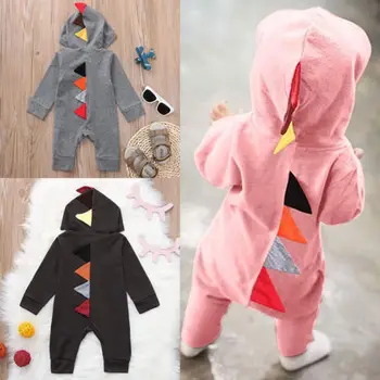 

2018 Autumn Winter Dinosaur Infant Toddler Baby Girl Boy Clothes Long Sleeve Bodysuit Romper Jumpsuit Kawaii Zipper Outfit 3-24M