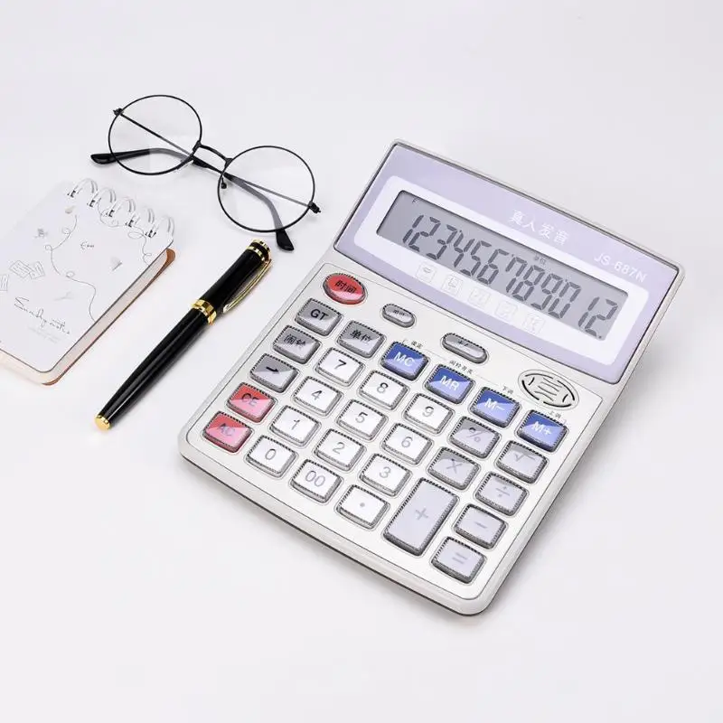 العالمي 8/12 أرقام الآلات الحاسبة الإلكترونية صوت القراءة حساب أداة