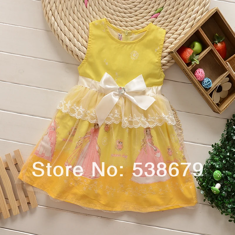 

2019 summer sleeveless children's dresses for girls princess dress elegant dress kids clothes strawberry lace bow 2-7T