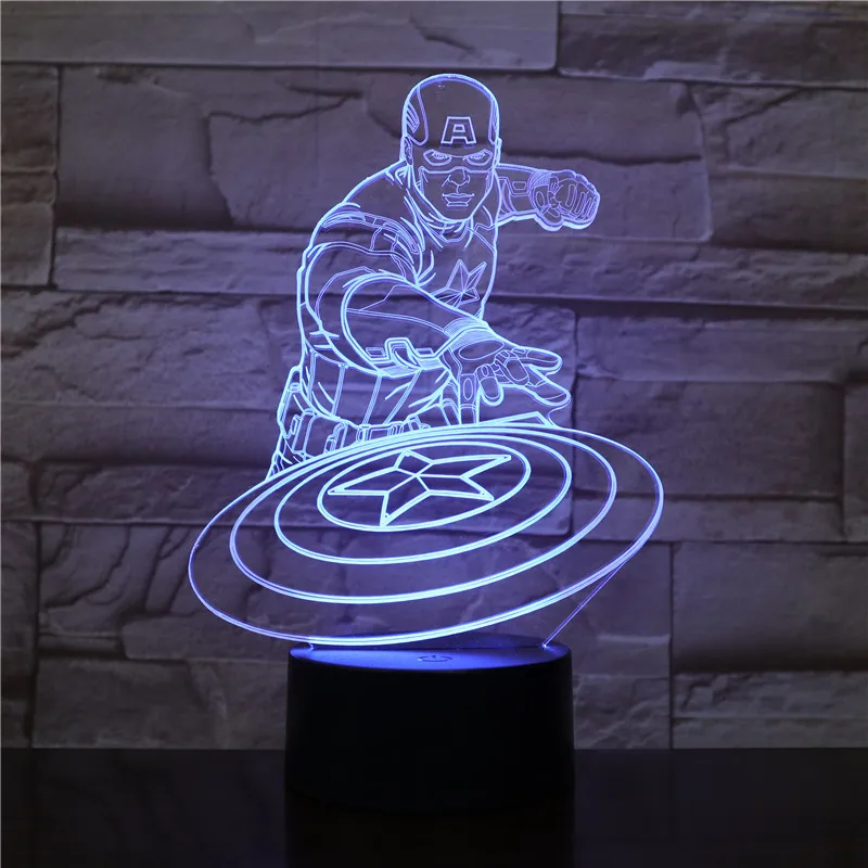 Avengers Infinity War 3D Table Lamp Captain Marvel Acrylic 7 Colors