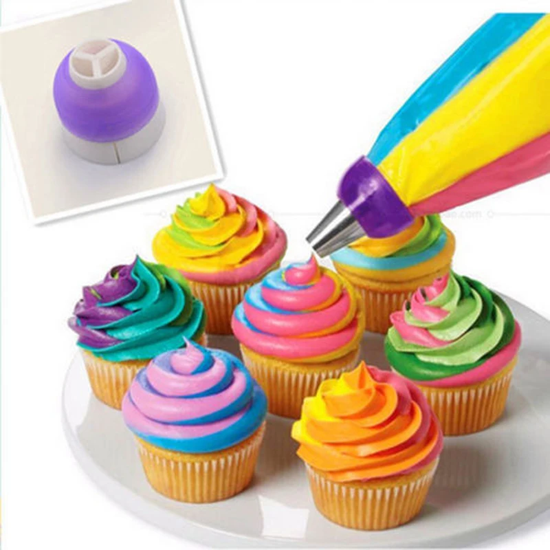 

Cake Decor Tools Icing Piping Bag Nozzle Converter 3 Color 3 Hole Cream Coupler