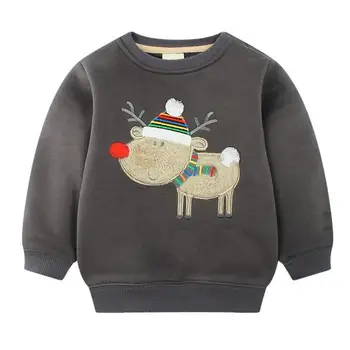 

Toddler Baby Boys Crew Neck Velvet T-Shirt Pullovers Cute Cartoon Fleece Sweatshirt Round Neck Long Sleeve Blouse For 1-5T Kids
