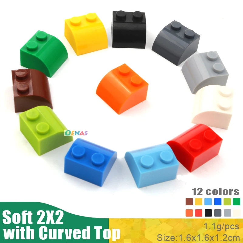 

500g 450pcs/bag Educational Kids Toy Plastic Building Blocks Accessories Soft 2X2 with Curved Top DIY Kit Compatible With Legoes