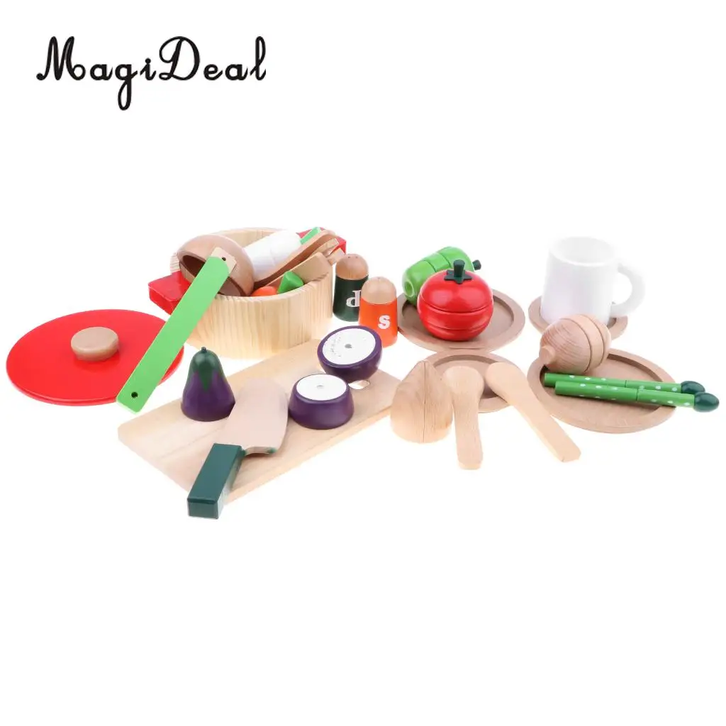 

22 Pieces of Cutting Toys Food Vegetable Playset, Kids Pretend Play and Educational Learning Toy