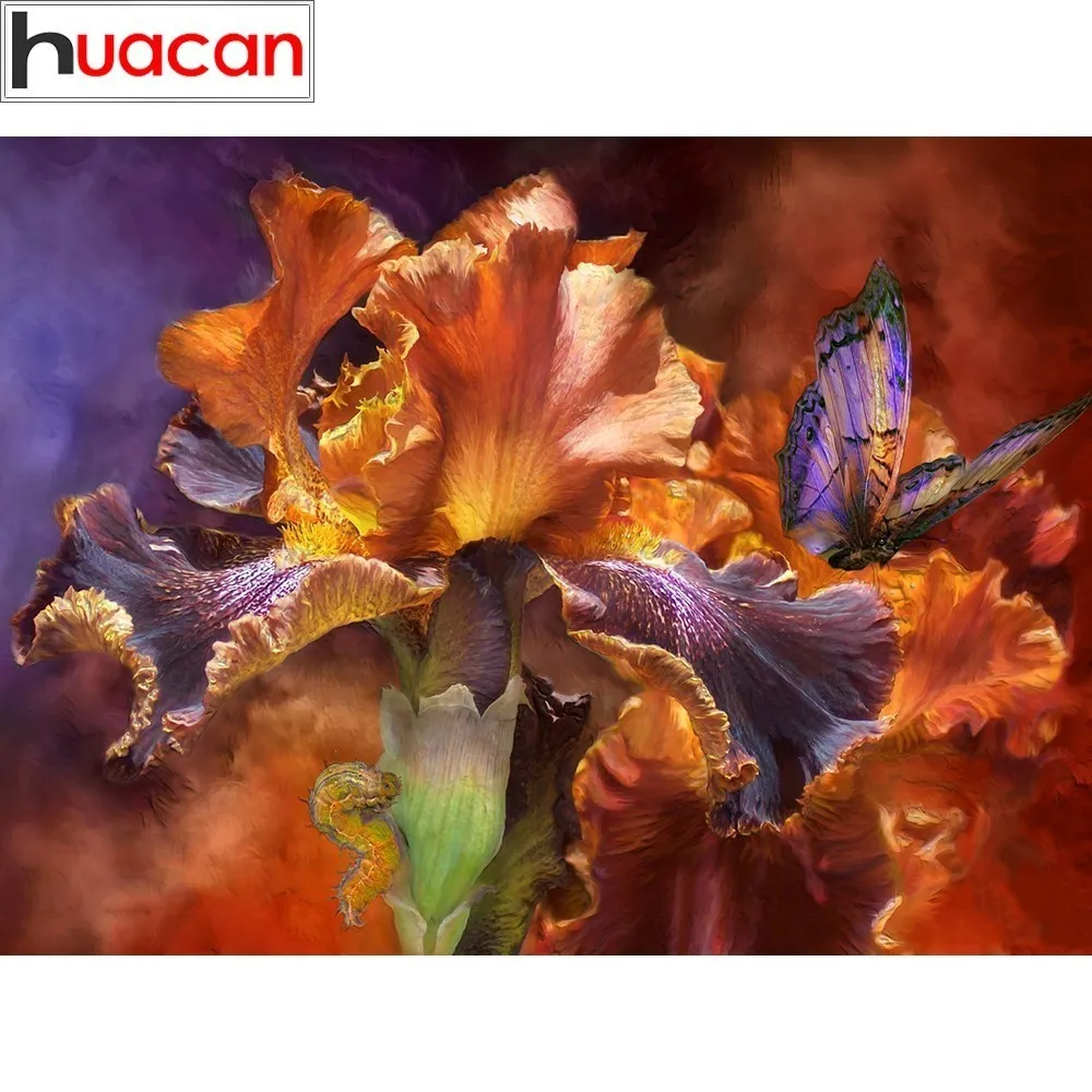 

HUACAN 5D DIY Diamond Painting Butterfly Decoration Home Full Drill Round Diamond Embroidery Flowers Picture Of Rhinestones