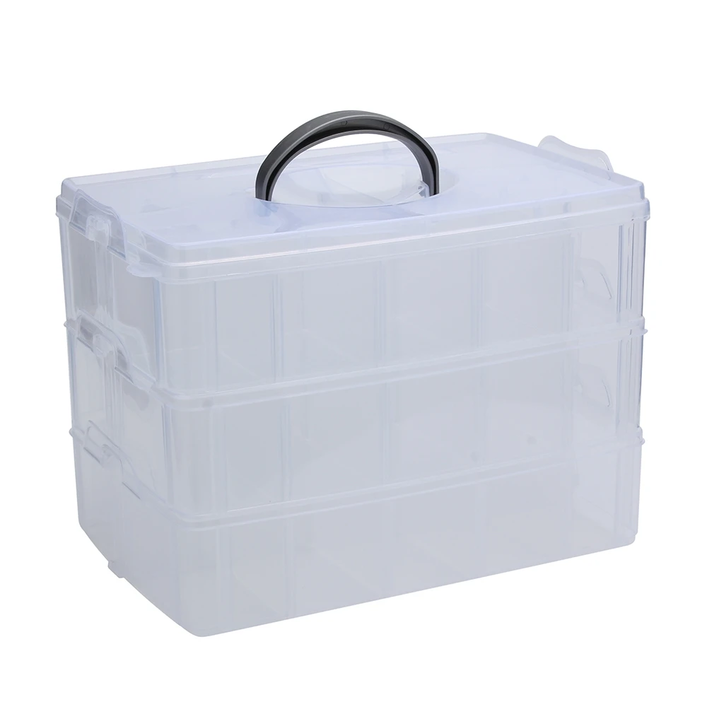 

Big Sized Three Layers Removable Plastic Jewelry Bead Cosmetics Storage Box