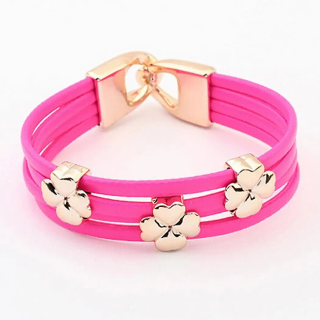

Fashion Shaped Wide Buckle 8 87inch Clover Casual Bracelet Women Exquisite 1g Layered 7 20cm