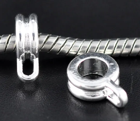 

DoreenBeads 100 Silver Plated Bail Beads Fit Charm Bracelet 11x8mm (B09119), yiwu