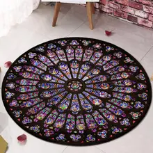 Мягкий фланелевый коврик для дома, гостиной, круглый ковер, Нотр-Дам де Пари, павлин, окно, цифровой принт, мягкий коврик для пола, домашний декор 20E