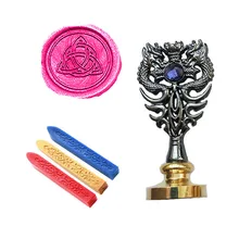 Винтажная сургучная Печать комплект печатей звезды узел металлический Дракон ручка свадебные приглашения подписи специальная печать штамп(дракон черный