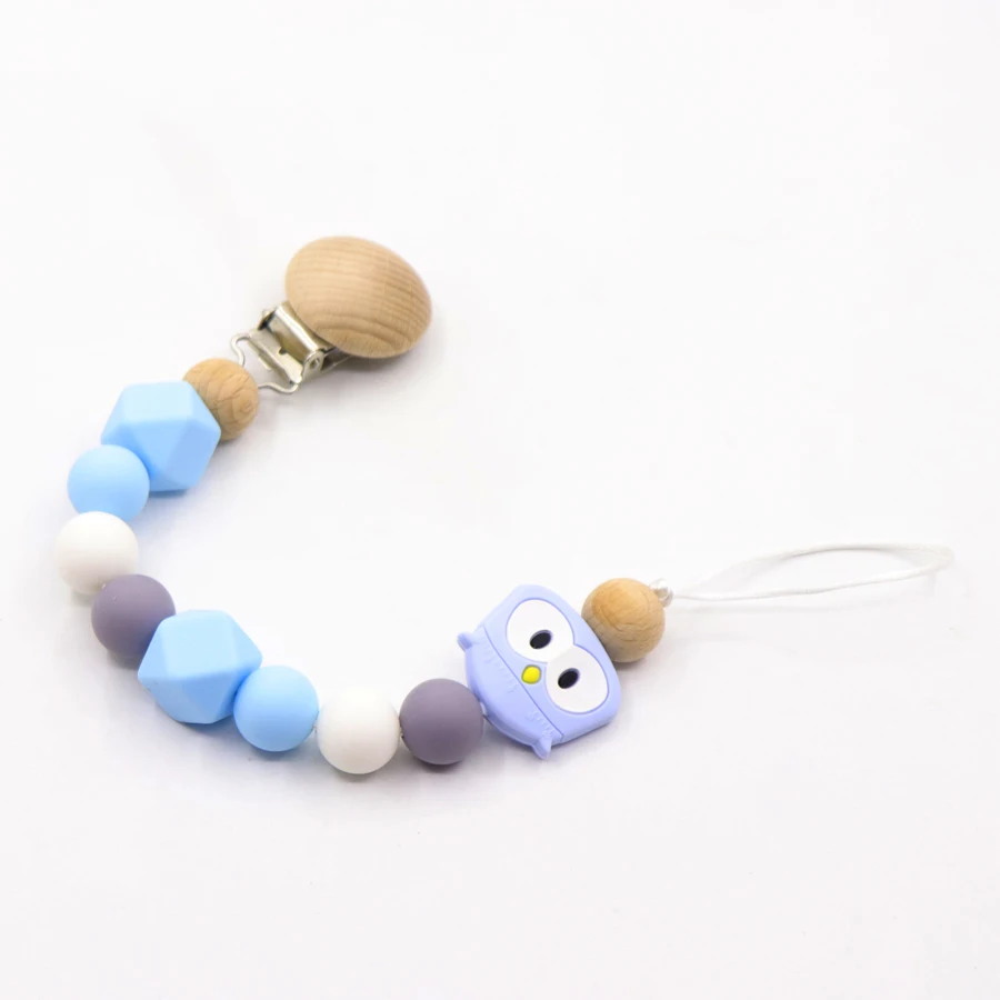 

Diy Baby Dummy Clips, Owl Beaded Pacifier Clips, Silicone & Wood Infant Kids Pacifier Chains Teething Chain, Baby Shower Gift