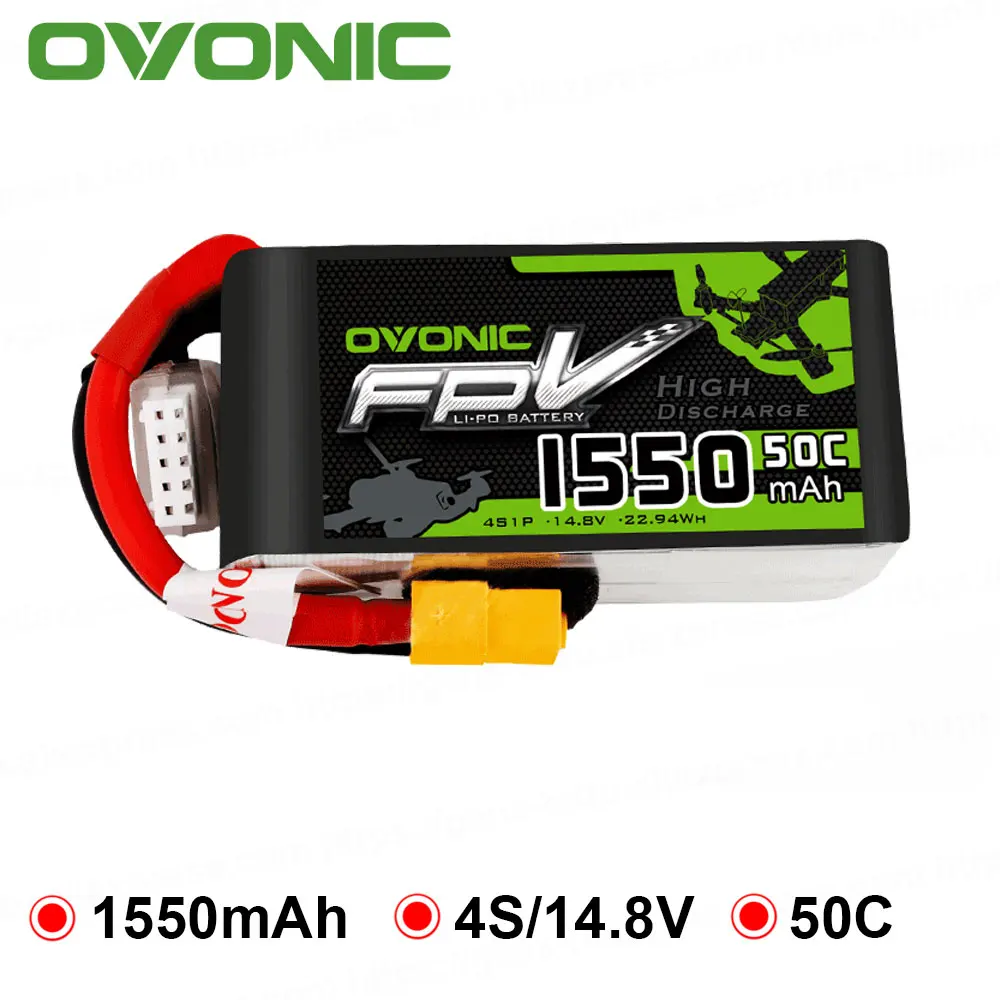 OVONIC 1550 mAh 4 S 50C ماكس 100C 14.8 V يبو بطارية XT60 التوصيل FPV سباق Drone Quadapter هليكوبتر قارب سيارة OVONIC 1550 mAh 4 S 50C ماكس 100C 14.8 V يبو بطارية XT60 التوصيل FPV سباق Drone Quadapter هليكوبتر قارب سيارة