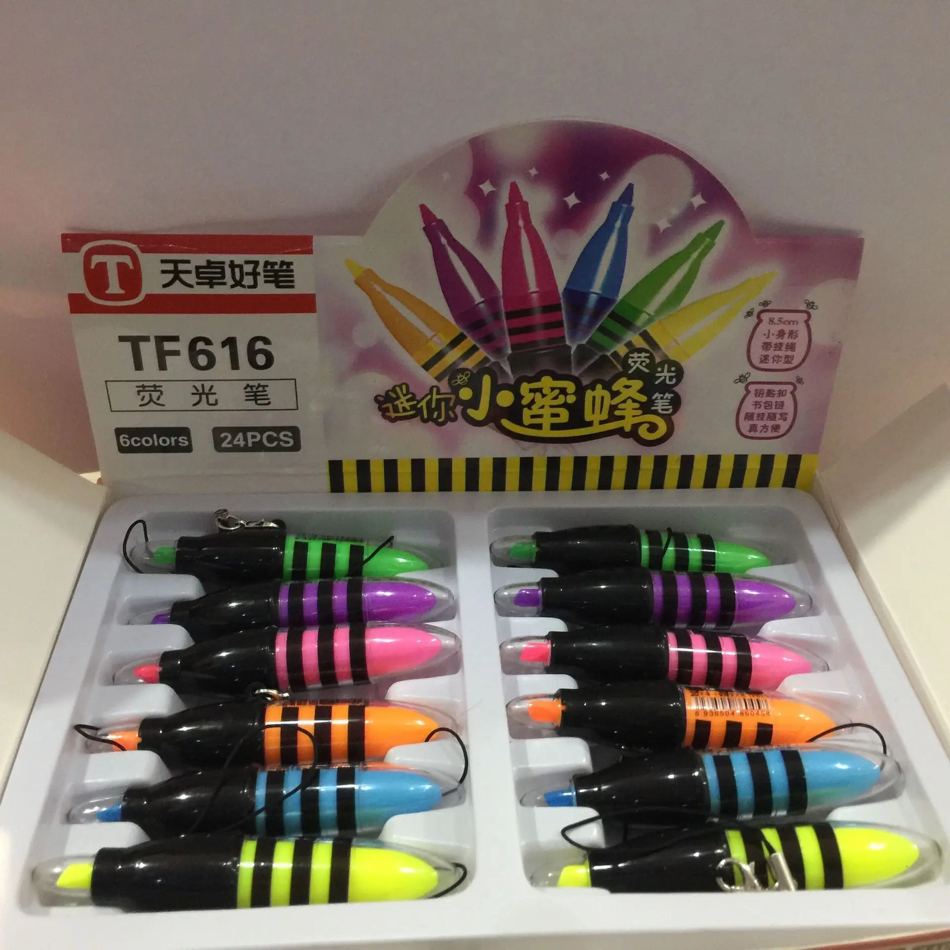 

1 Pieces Lytwtw's Cute Bee Mini Highlighter Pen 6 Colors Highlighters School Office Stationery Supplies Gift