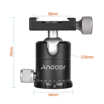 

Andoer Max. Load Capacity 10kg /22Lbs Aluminium Alloy Ball Tripod Head Monopod With Quick Release Plate For Canon Cameras DSLR