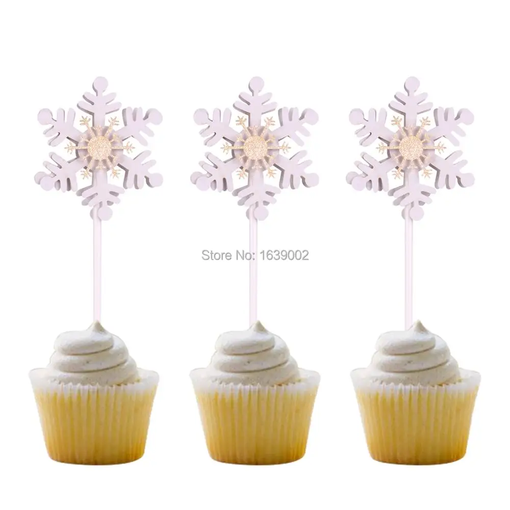 

10 pcs Pretty Snowflake Cupcake Toppers Christmas Cakes Toppers Birthday Valentines Party Cake Decor