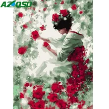 AZQSD DIY картина маслом цветок девушка картины по номерам на холсте настенные картины стены искусство украшение дома K143