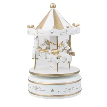 

OULII Plastic Merry-Go-Round Carousel Wind Up Music Box Kids Gift Home Decor