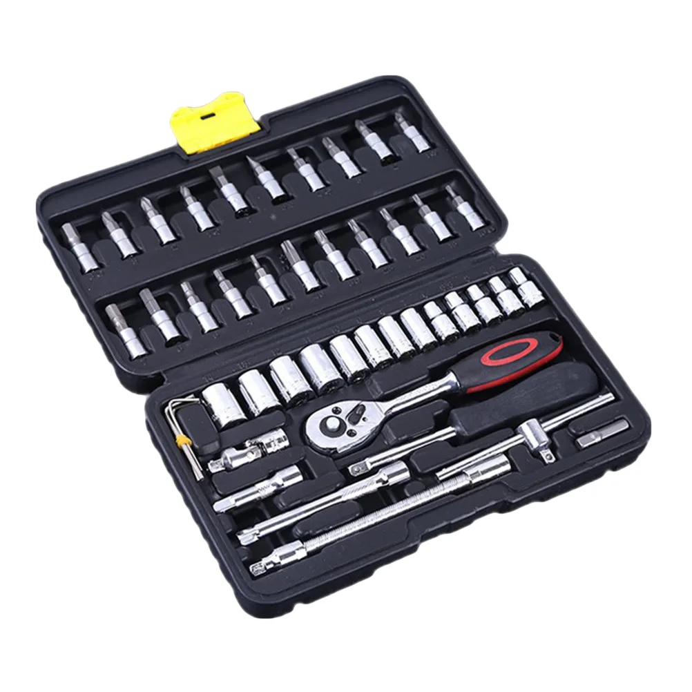 

46PC Auto Repair Tools Set Ratchet Wrench Professional Mechanics Tool Set Ratchet Wrench Socket Combination Repair Case Box