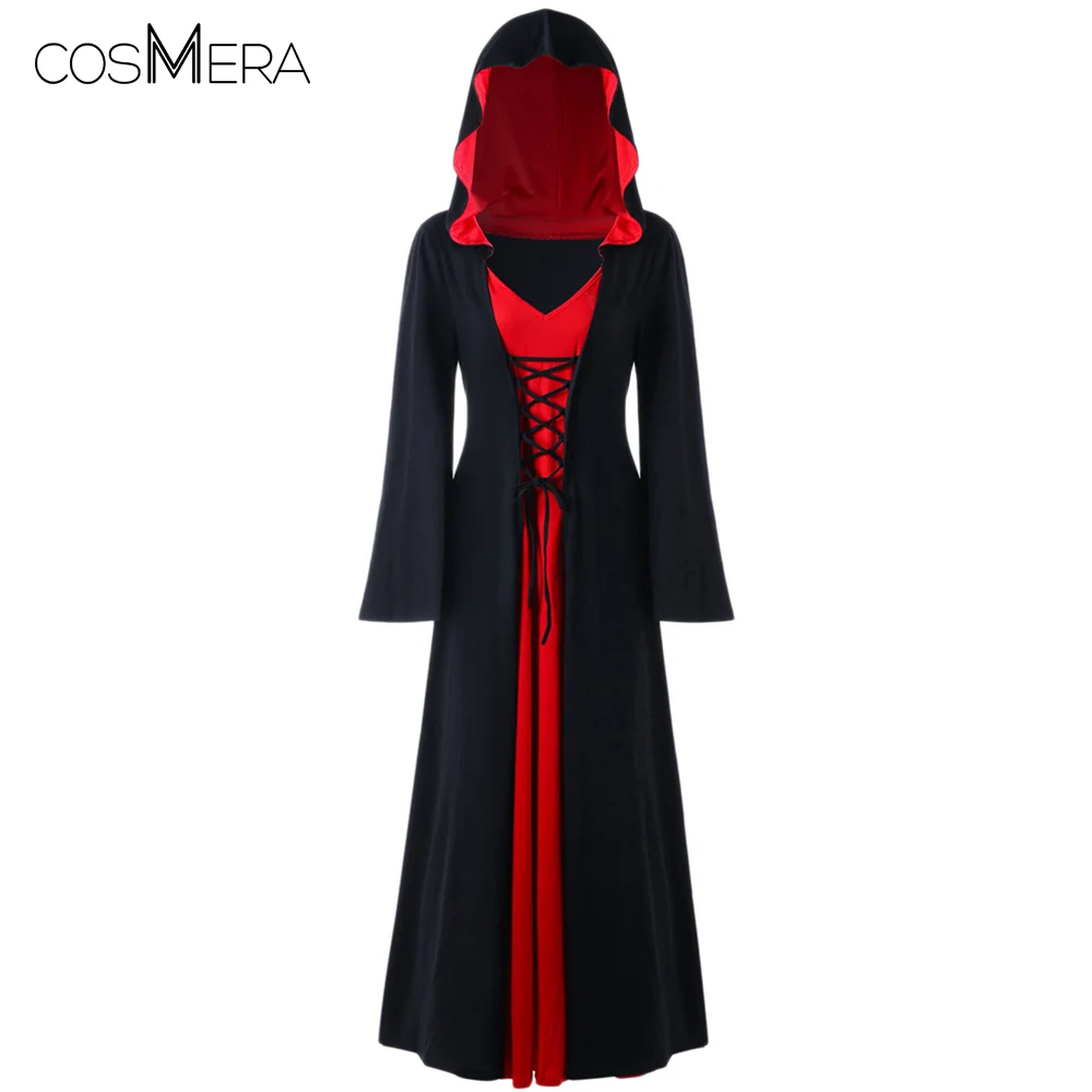 Cosplay Customn с капюшоном на шнуровке макси платье для женщин плюс размер готическое