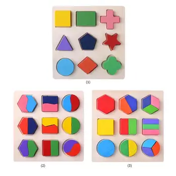 

Sale Geometric Shape and Color Matching Toys Wooden 3D Puzzles Baby Montessori Early Educational Learning Toy for Children