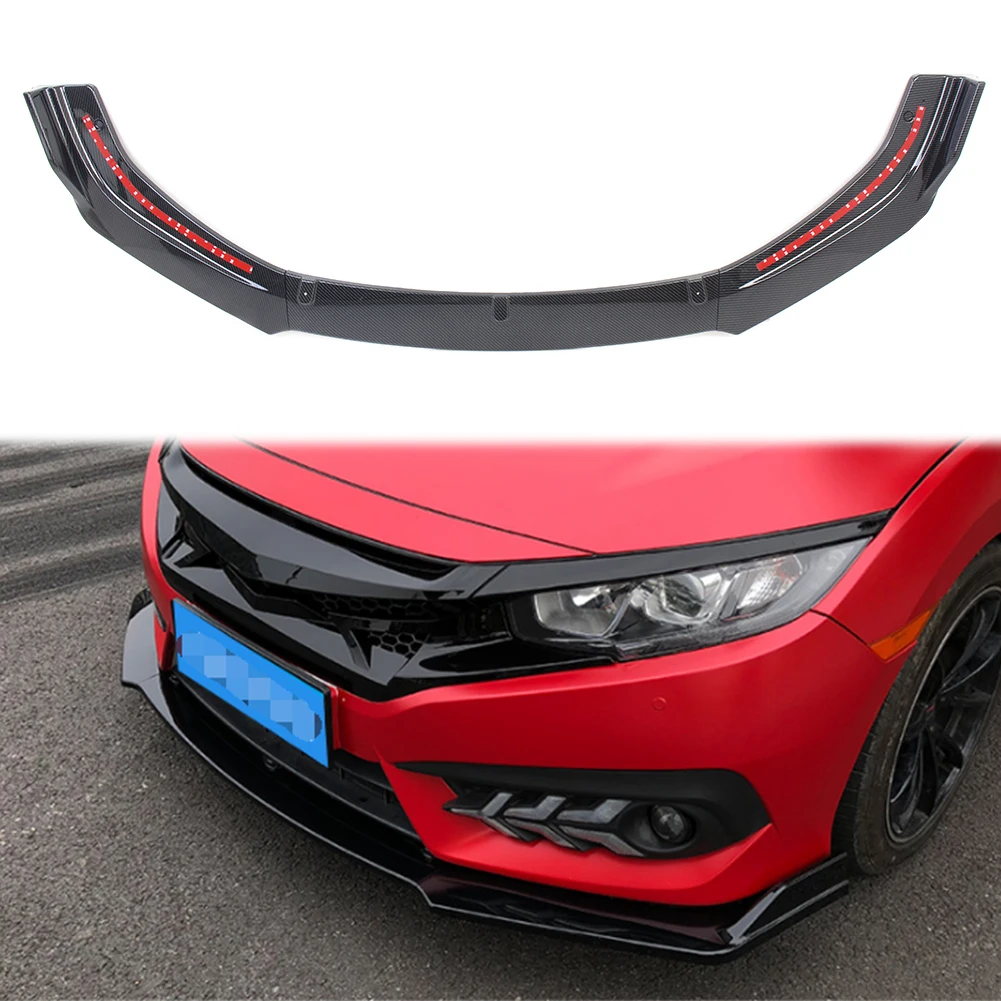 Для Civic 2018 передний бампер Защита для губ защита спойлер Honda 2016 2017 18 углеродное