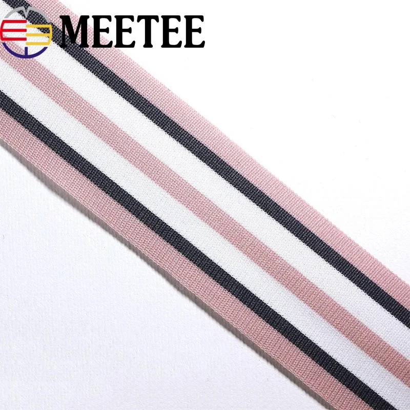 

19Yards 4cm Polyester Cotton Knitted Stripe Webbing Sport Pants Lace Ribbon Band Decorative Ribbons DIY Garments Accessories