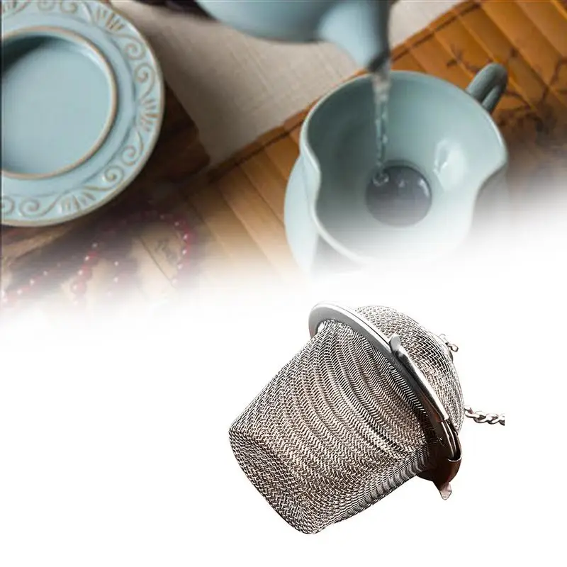 2 шт. серебро Многоразовые нержавеющей сетчатый травяной шарик чай сито для специй чайник блокировки фильтр заварки специй 40