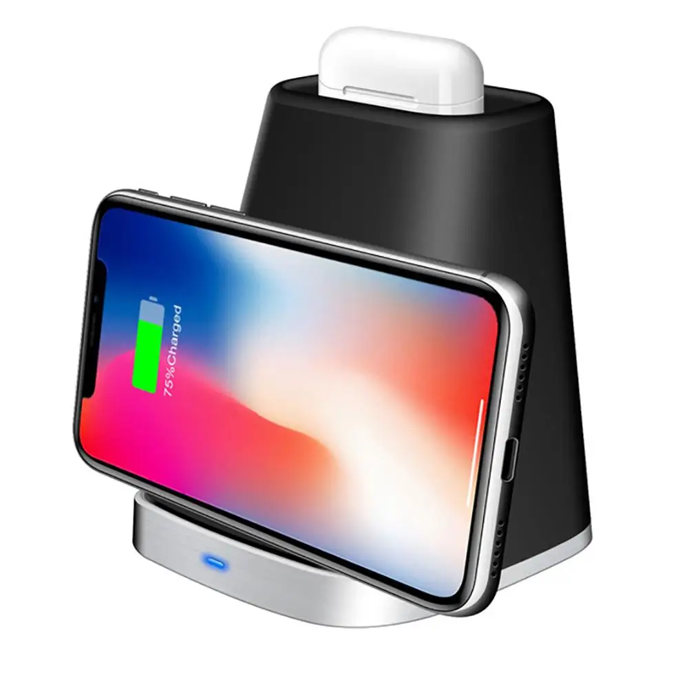 

Rondaful High Quality 2 In 1 Wireless Charger Charging Base For Apple IPhone8/XSR/Max Mobile Phone AirPods Wireless Headset