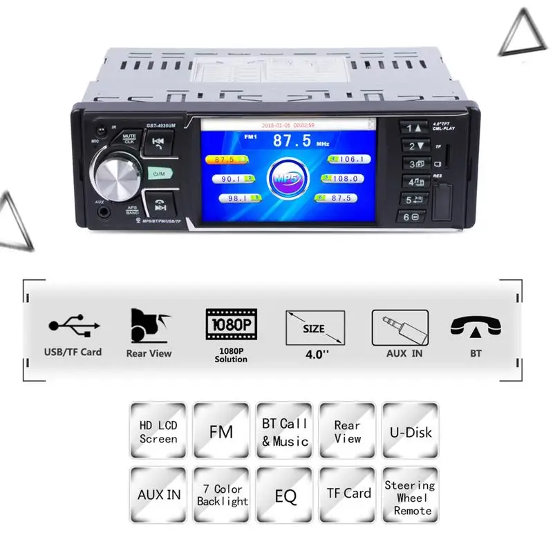 

1 Din Car 4 Inch Auto Radio Car Stereo Dvr Reversing Mini Camera Camera Night Vision Mp5 Car Radio Player HD LCD Backlight IR