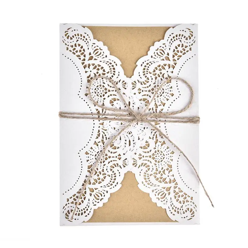  10PCS/set Hollow Laser Cut Wedding Invitations Card Personalized Custom with Envelope & Seals Weddi - 32965293129