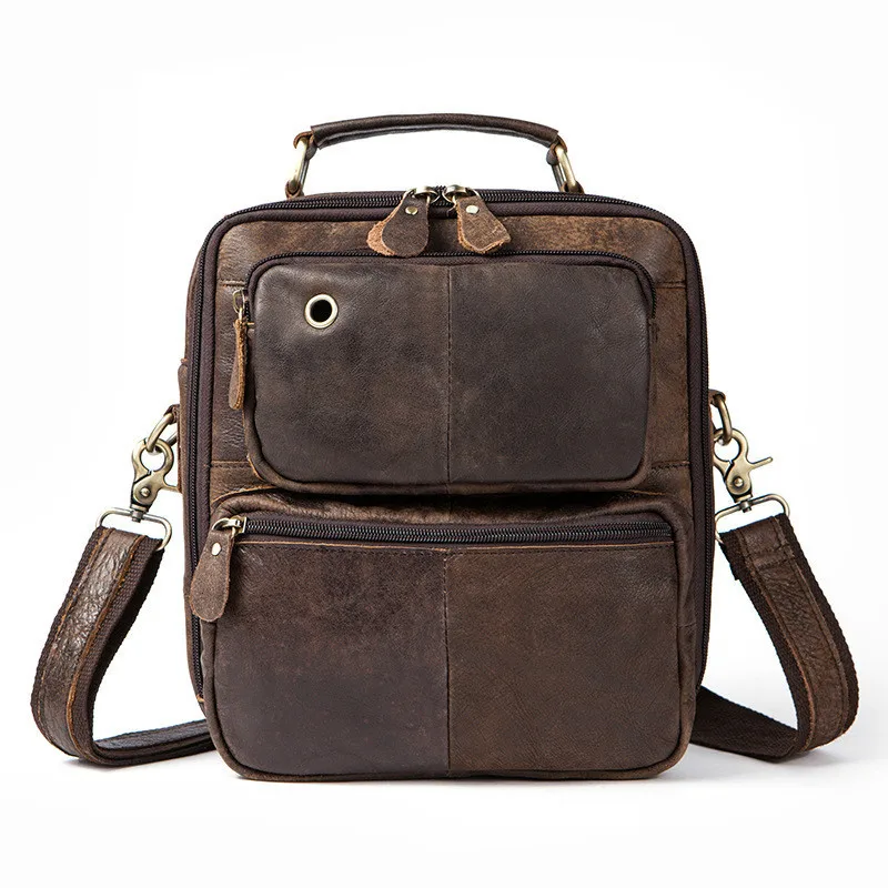 

New Crazy Horse Briefcase Men Shoulder Handbags Briefcase Mens High Quality Mens Messenger Bags Soft Causal Travel Bags Luxury