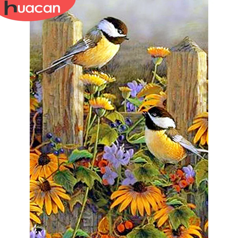 

HUACAN Cross Stitch Full Display Animal Diamond Embroidery Bird Full Square 5D DIY Rhinestones Diamond Painting Decor Home Gift