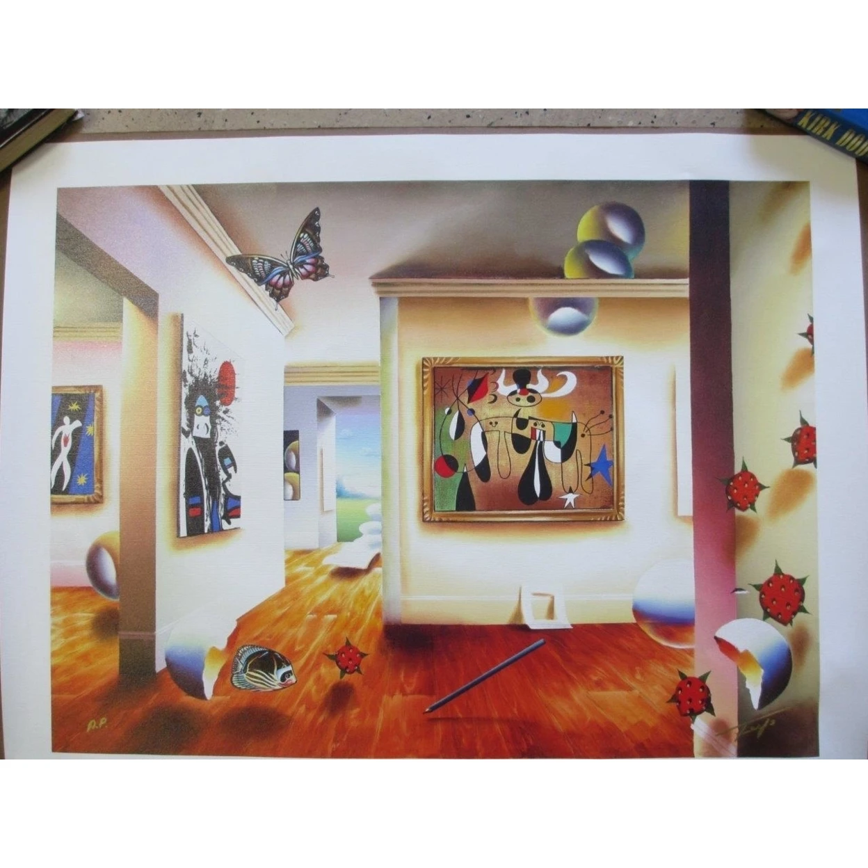 Ferjo &quotHomage to Miro&quot Giclee Canvas 40x30 Hand S/# Surreal Artwork | Дом и сад