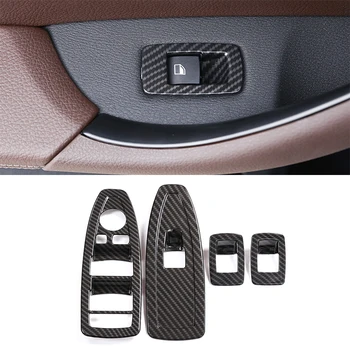 

4 Carbon Fiber ABS Chrome Glass Lift Switch Decorative Frame For BMW X1 F48 2016-2018 For BMW X2 F47