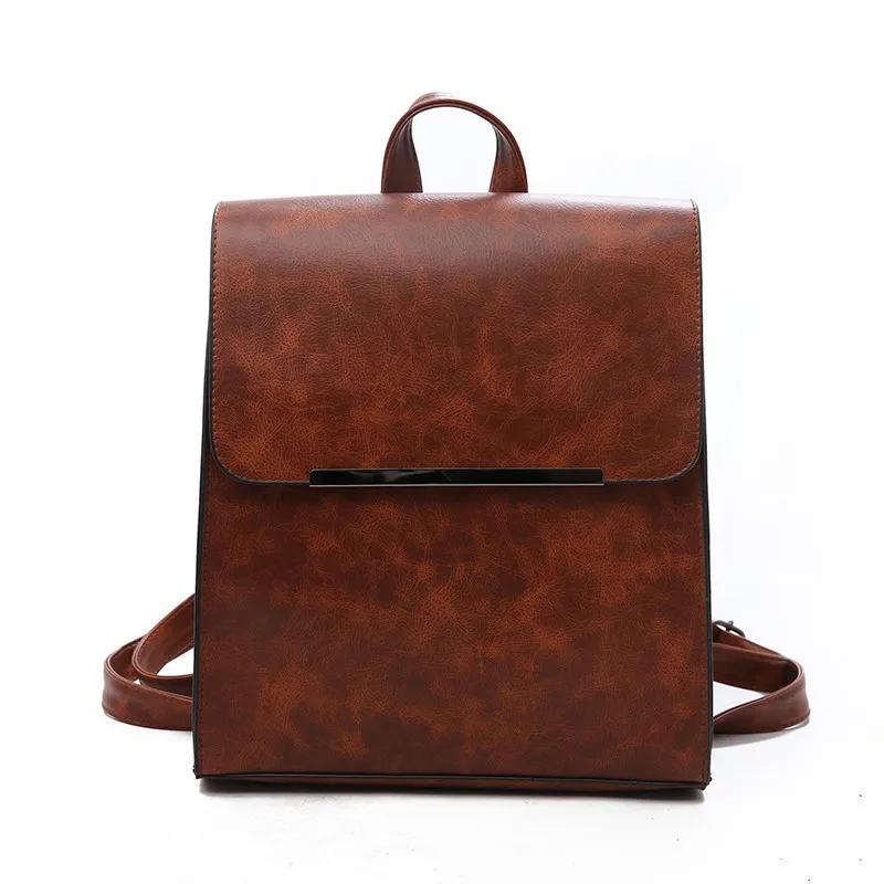 

PU Made For Women's Backpack Vintage Vehicle Flap Pocket Shoulders Bag High Quality Small School Student Solid Color Backpack