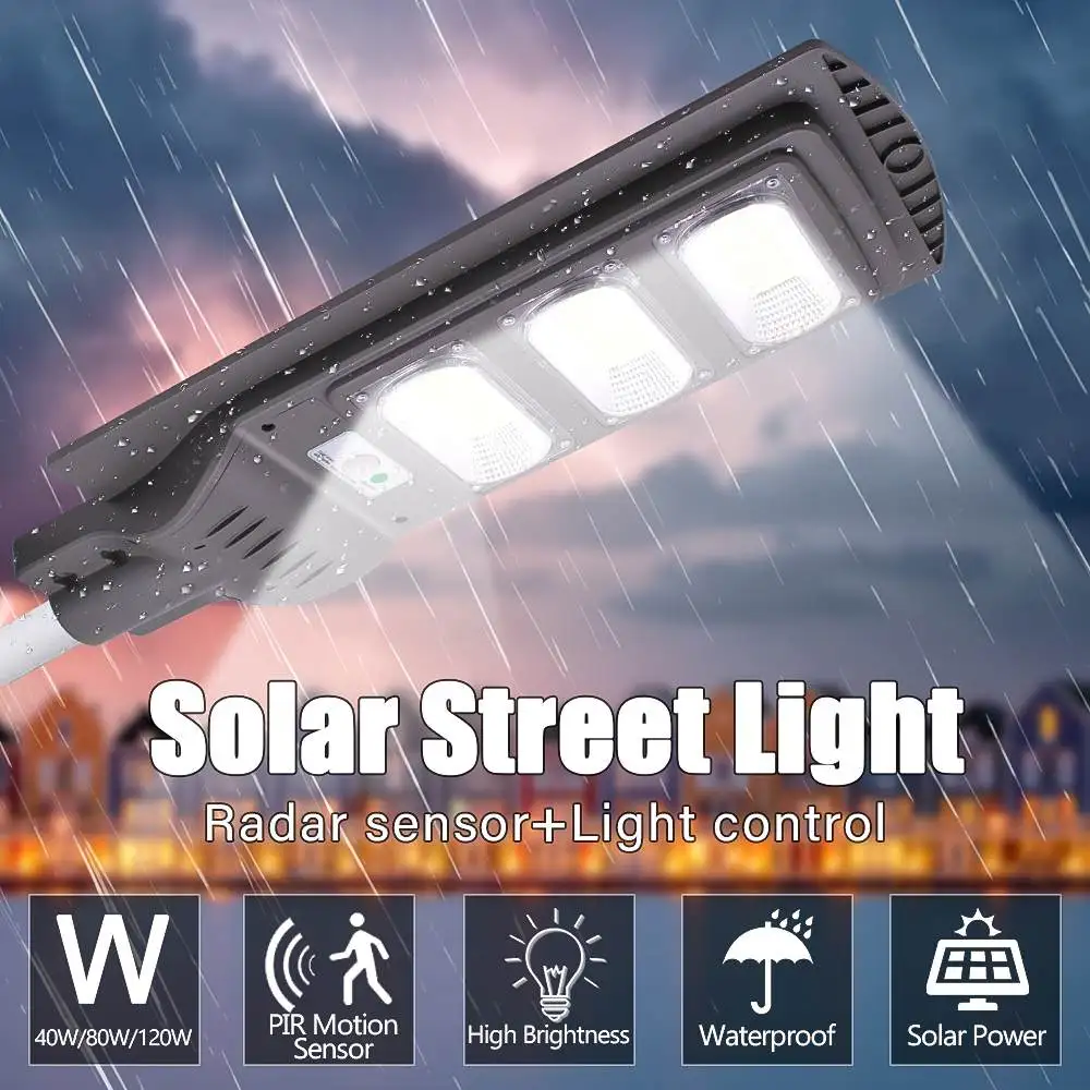 

120W LED Solar Lamp Wall Street Light Light Control+Radar Induction Outdoor Timing Lamp Waterproof Security Lamp for Garden Yard