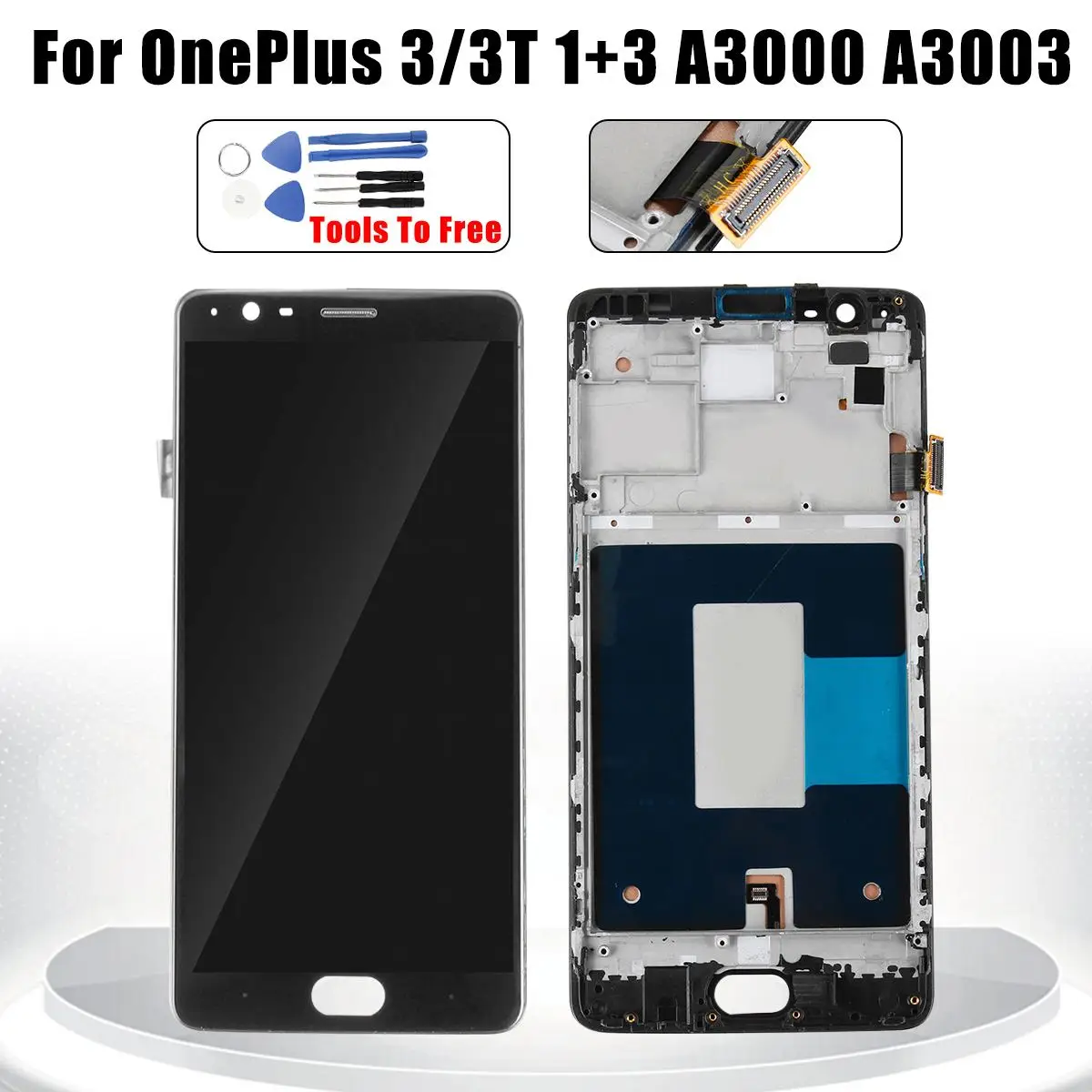 

5.5 Inch LCD Display+Digitizer Touchs Screen Assembly Replacement+ Tools For Oneplus Three 3 for A3000 A3003 with Flex Cable