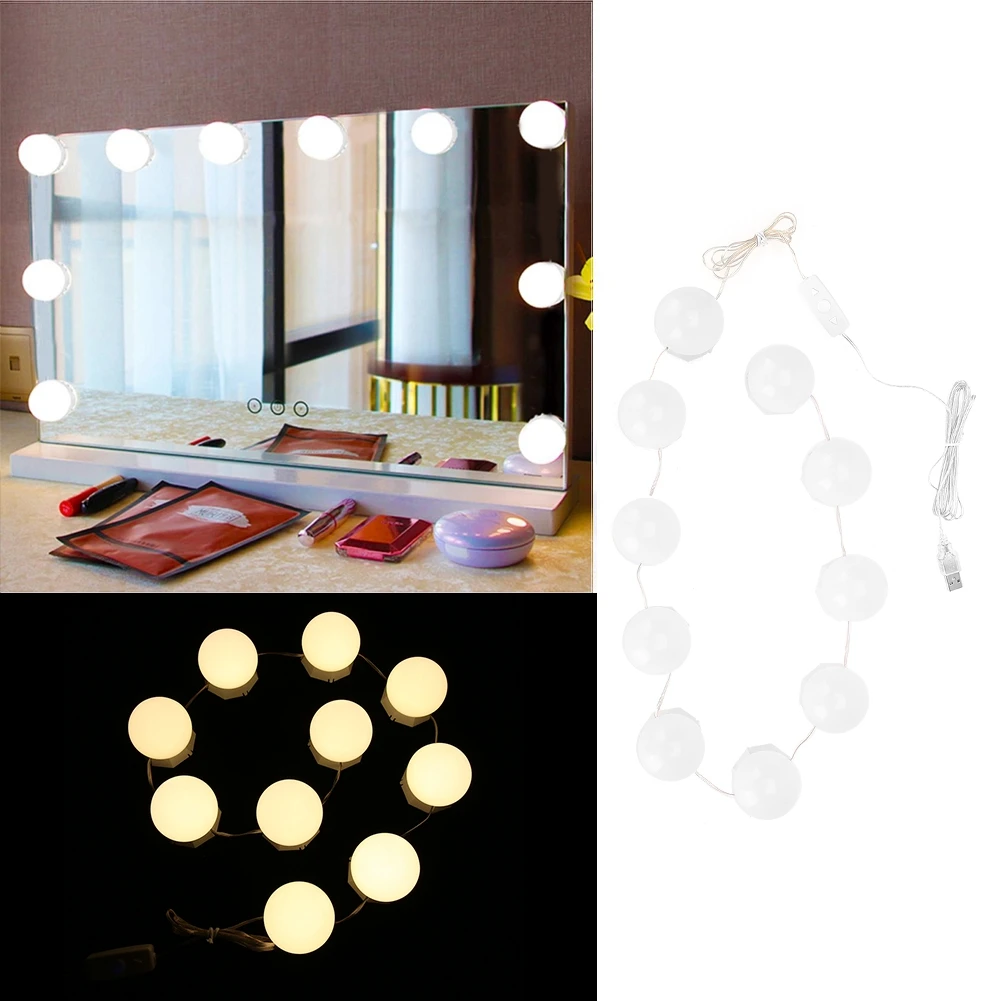 Hollywood Espejo Luces con engranaje Brillo ajustable Atenuador t/áctil para maquillaje y espejo de tocador Espejo LED Luces Cable USB