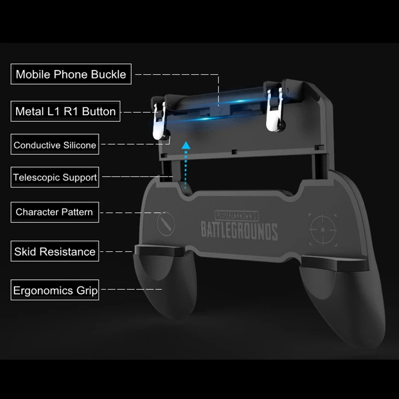  Top Free Fire PUBG Mobile Gamepad Controller Joystick PUGB Mobile Game Pad with L1 R1 Triggers L1R1