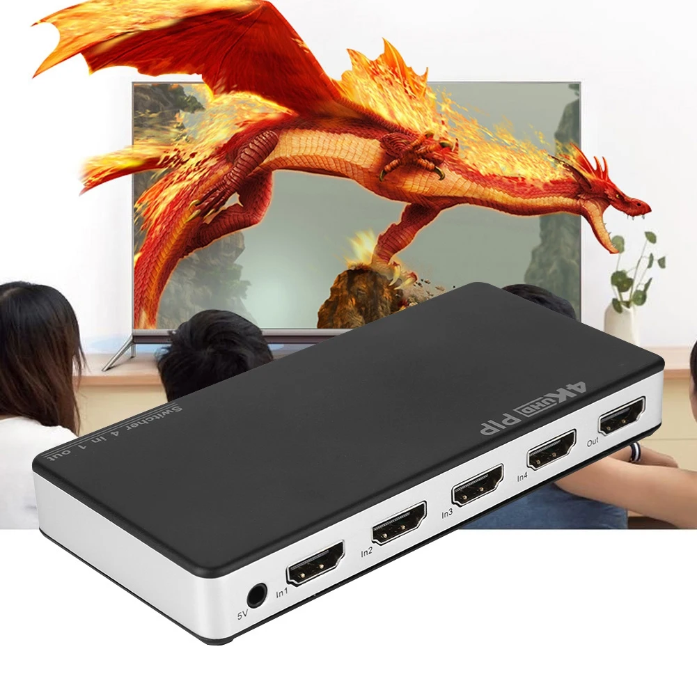 

4-Port 4K * 2K HDMI Switch Switcher Splitter Selector IR Remote Control 100V-240V US EU UK Plug Optional